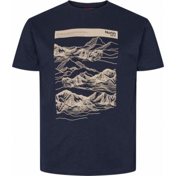 North 56°4 Mens Big Size Landscape Print Cotton Crew Neck T Shirt