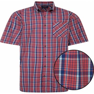 Espionage Mens Big Size Short Sleeve Check Shirt With Button Down Collar And Chest Pocket