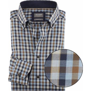 Olymp Mens Big Size Comfort Fit Check Egyptian Cotton Formal Long Sleeve Shirt