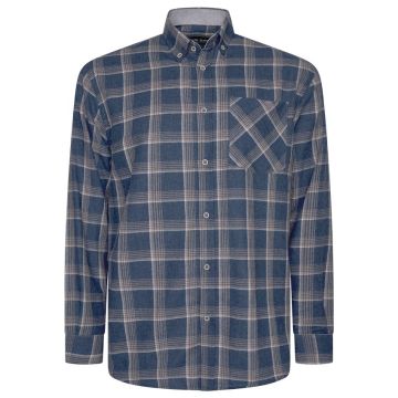 Kam Mens Big Size Flannel Check Button Down Collar Casual Long Sleeve Shirt