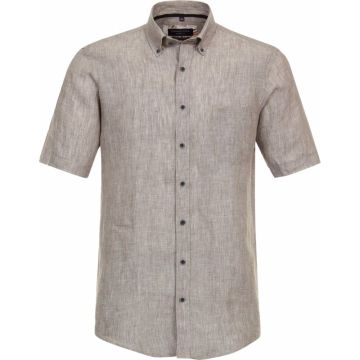 Casa Moda Mens Big Size Casual Fit Linen Edition Button Down Collar Short Sleeve Shirt With Breast Pocket