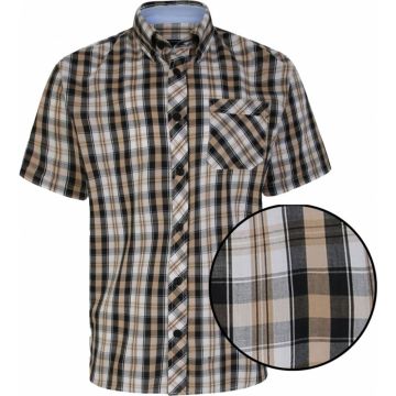 Kam Mens Big Size Casual Check Button Down Short Sleeve Shirt