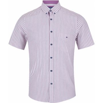 Douglas And Grahame Mens Big Size Bengal Stripe Cotton Button Down Collar Casual Short Sleeve Shirt