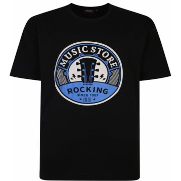 Espionage Mens Big Size Music Store Print Cotton Crew Neck Tshirt
