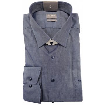 Olymp Mens Big Size Comfort Fit Textured Egyptian Cotton Formal Long Sleeve Shirt With Breast Pocket