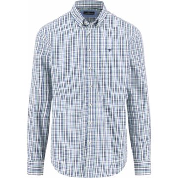 Fynch Hatton Mens Big Size Cotton Check Button Down Collar Casual Long Sleeve Shirt