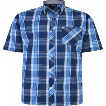 Espionage Mens Big Size Cotton Button Down Collar Check Short Sleeve Shirt