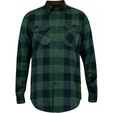 D555 Long Sleeve Check Overshirt With Two Patch Pockets With Flaps and Button Down Collar