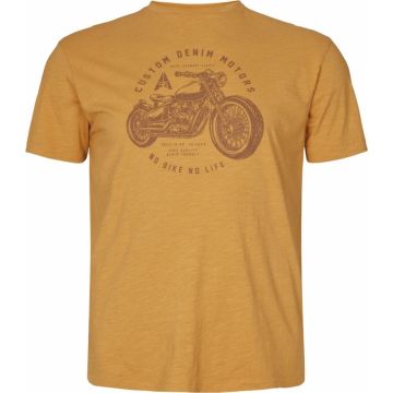 NORTH 56°4 Mens Big Size Custom Motor Print Cotton Crew Neck T Shirt