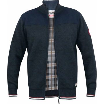 D555 Mens Big Size Fleece Lined Knitted Full Zip Cardigan