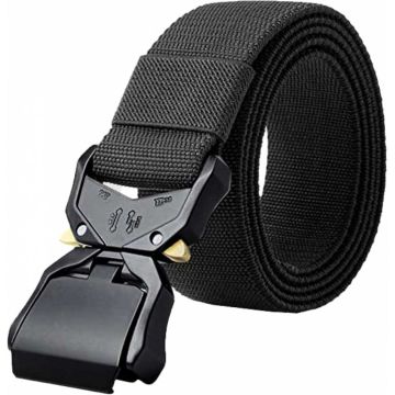 D555 Mens Big Size Stretch Tactical Webbing Belt With Heavy Duty Quick Release Buckle