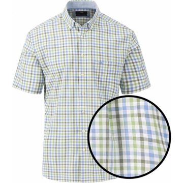 Fynch Hatton Mens Big Size Comfort Fit Super Fine Cotton Casual Button Down Collar Short Sleeve Shirt With Breast Pocket