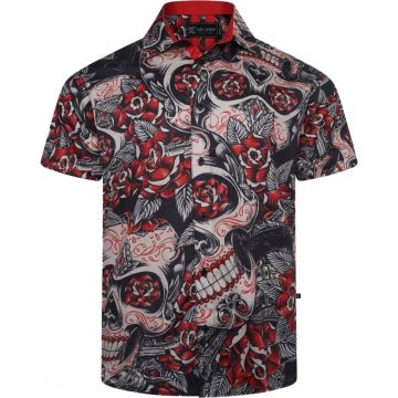 Kam Mens Big Size Rose Print Casual Short Sleeve Shirt