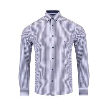 Douglas And Grahame Mens Big Size Cotton Bengal Stripe Button Down Collar Long Sleeve Casual Shirt