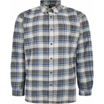Espionage Mens Big Size Long Sleeve Brushed Cotton Check Shirt With Button Down Collar Curved Hemline And Single Chest Pocket