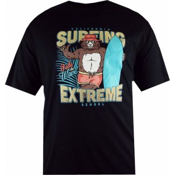 Espionage Mens Big Size Surfing Bear Print Cotton Crew Neck T Shirt