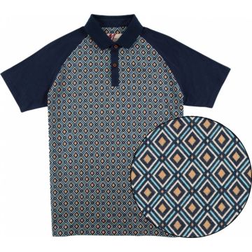 Mish Mash Mens Big Size Knitted Diamond Pattern Cotton Short Sleeve Polo