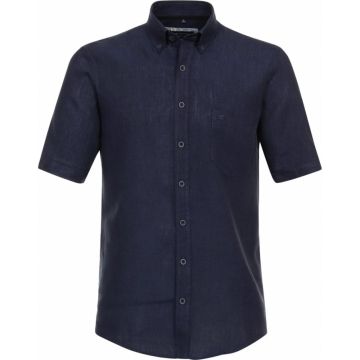 Casa Moda Mens Big Size Casual Fit Linen Edition Button Down Collar Short Sleeve Shirt With Breast Pocket