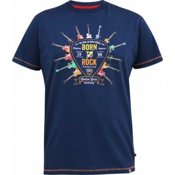 D555 Born To Rock Printed Crew Neck Cotton T-Shirt
