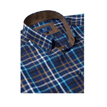 Douglas+Grahame Mens Big Size Check Button Down Collar Short Sleeve Shirt