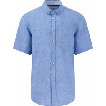Fynch Hatton Mens Big Size Button Down Collar Pure Linen Casual Short Sleeve Shirt