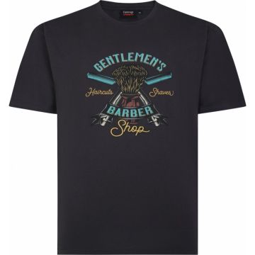 Espionage Mens Big Size Barber Print Cotton Crew Neck T Shirt