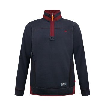 D555 Mens Big Size Quarter Zip Sweatshirt With Contrast Trim