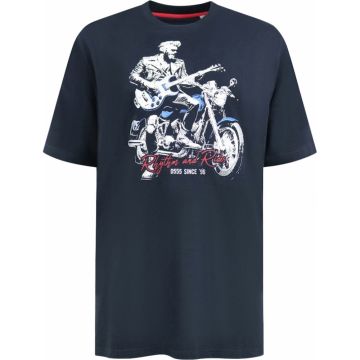 D555 Mens Big Size Guitarist Biker Print Crew Neck T Shirt