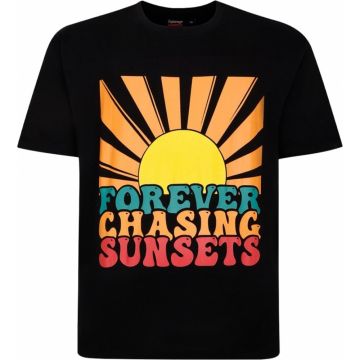 Espionage Mens Big Size Chasing Sunsets Print Crew Neck T Shirt