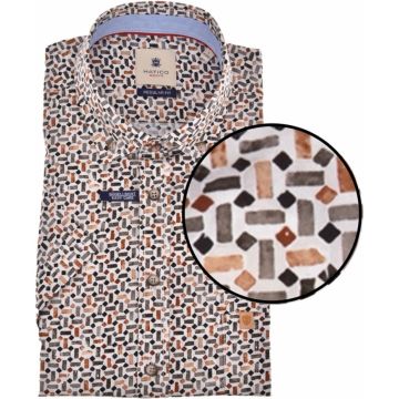 Hatico Mens Big Size Casual Grey Printed Button Down Short Sleeve Shirt