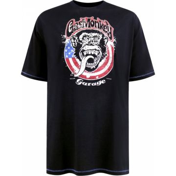 D555 Mens Big Size Gas Monkey Garage Print Crew Neck T Shirt