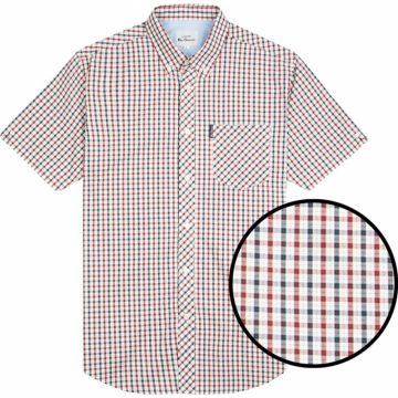 Ben Sherman Mens Big Size Two Tone House Check Button Down Collar Cotton Casual Short Sleeve Shirt