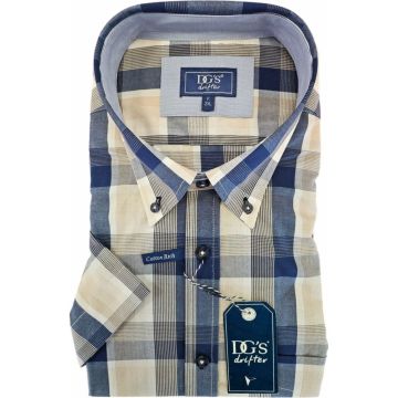 Douglas And Grahame Mens Big Size Stretch Button Down Collar Check Casual Short Sleeve Shirt