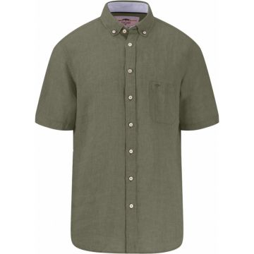 Fynch Hatton Mens Big Size Button Down Collar Pure Linen Casual Short Sleeve Shirt