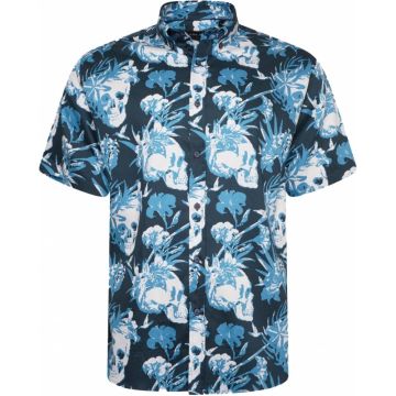 kam Mens Big Size Skull Print Short Sleeve Shirt