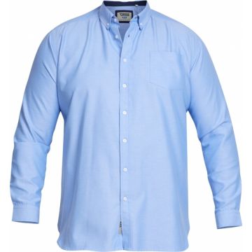 D555 Mens Big Size Oxford Button Down Collar Cotton Long Sleeve Shirt With Breast Pocket