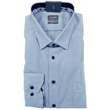 Olymp Mens Big Size Comfort Fit Egyptian Cotton Long Sleeve Formal Shirt With Breast Pocket And Inner Cuff And Inner Collar Contrast Trim