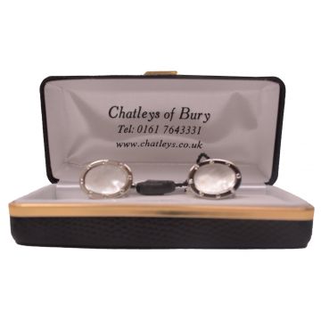 Dalaco Mother Of Pearl Rhodium Oval Cufflinks