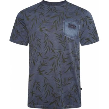 Kam Mens Big Size Tokyo Leaf Print Crew Neck TShirt With Chest Pocket