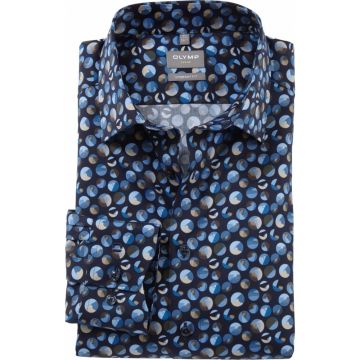 Olymp Mens Big Size Circle Pattern Egyptian Cotton Comfort Fit Non Iron Formal Long Sleeve Shirt