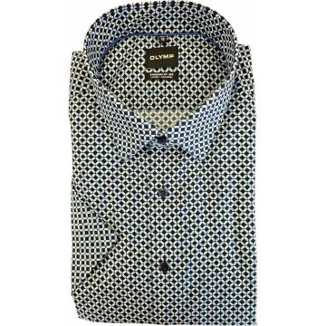 Olymp Mens Big Size Circle Print Comfort Fit Casual Short Sleeve Shirt