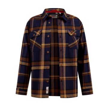 D555 Mens Big Size Brush Cotton Check Overshirt