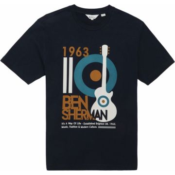 Ben Sherman Mens Big Size Guitar Poster Print Cotton Crew Neck T Shirt