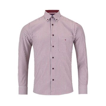 Douglas And Grahame Mens Big Size Cotton Bengal Stripe Button Down Collar Long Sleeve Casual Shirt