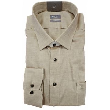 Olymp Mens Big Size Comfort Fit Textured Egyptian Cotton Formal Long Sleeve Shirt With Breast Pocket
