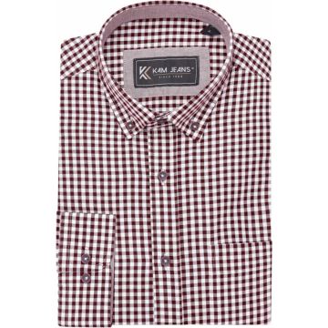 Kam Mens Big Size Gingham Check Oxford Button Down Long Sleeve Casual Shirt