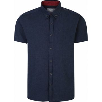 Peter Gribby Mens Big Size Linen Cotton Mix Button Down Collar Casual Short Sleeve Shirt With Breast Pocket