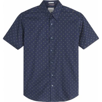 Ben Sherman Mens Big Size Stipple Print Pattern Casual Short Sleeve Shirt
