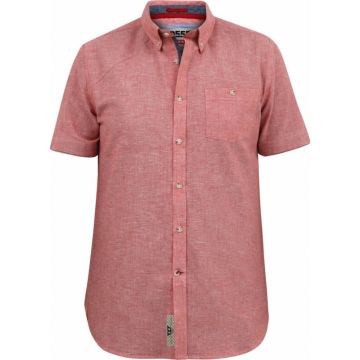 D555 Mens Big Size Linen Mix Button Down Collar Short Sleeve Casual Shirt With Breast Pocket