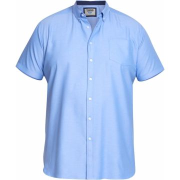 D555 Mens Big Size Oxford Button Down Collar Cotton Short Sleeve Shirt With Breast Pocket